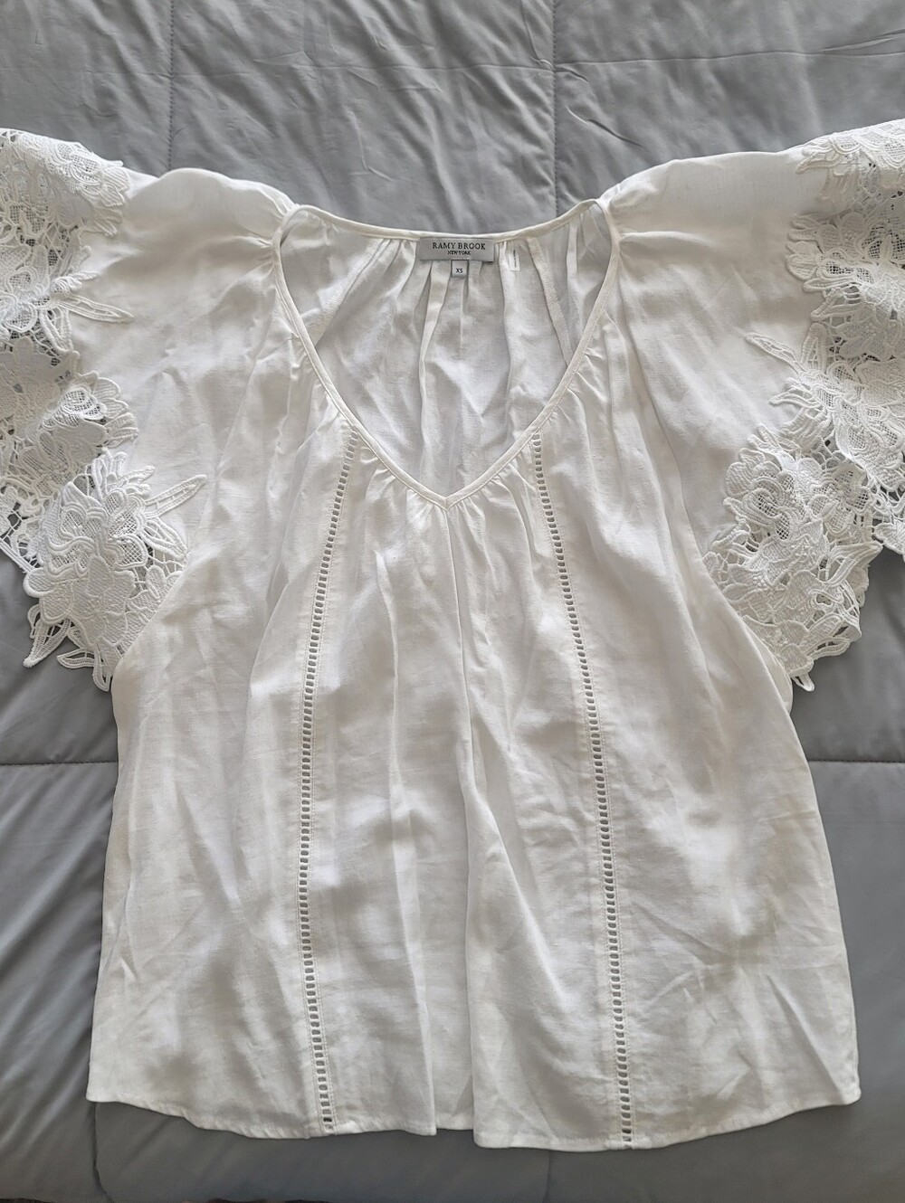 Ramy Brook Lynett Lace Sleeve Top XS – White – NWOT